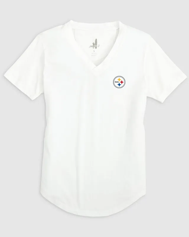 Women's Pittsburgh Steelers Merediths V-Neck T-Shirt sold by Johnnie-O