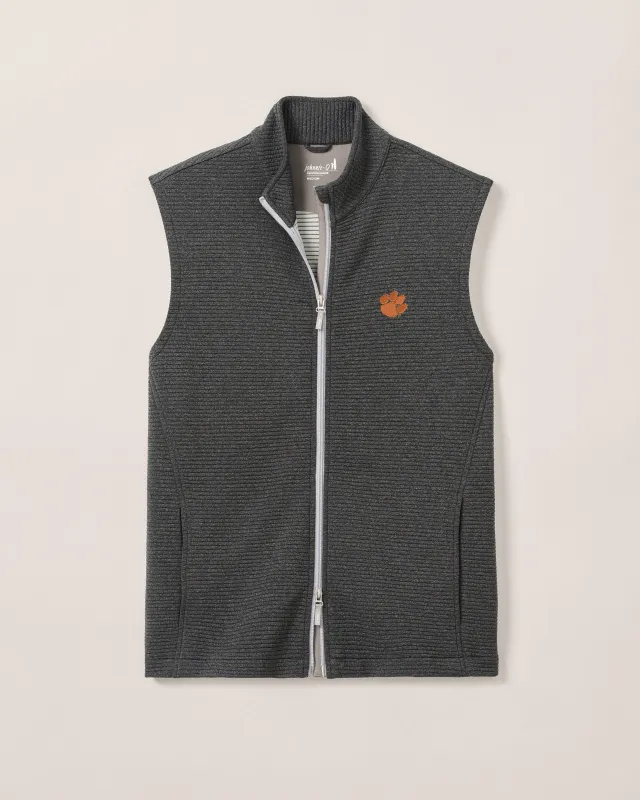 Clemson University Reggie Ribbed Performance Vest made by Johnnie-O