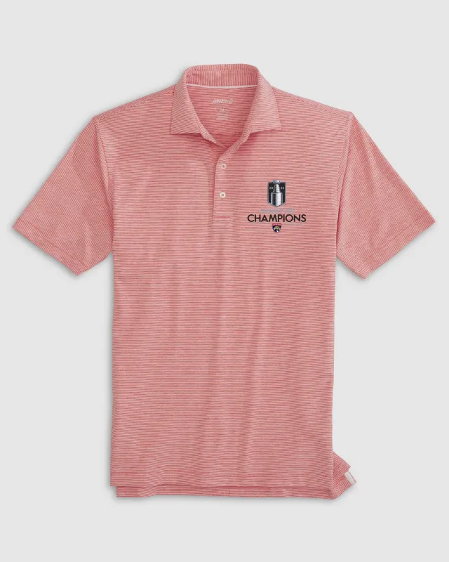 Florida Panthers Lyndonn Striped Jersey Performance Polo - 2025 Stanley Cup Champions Logo made by Johnnie-O