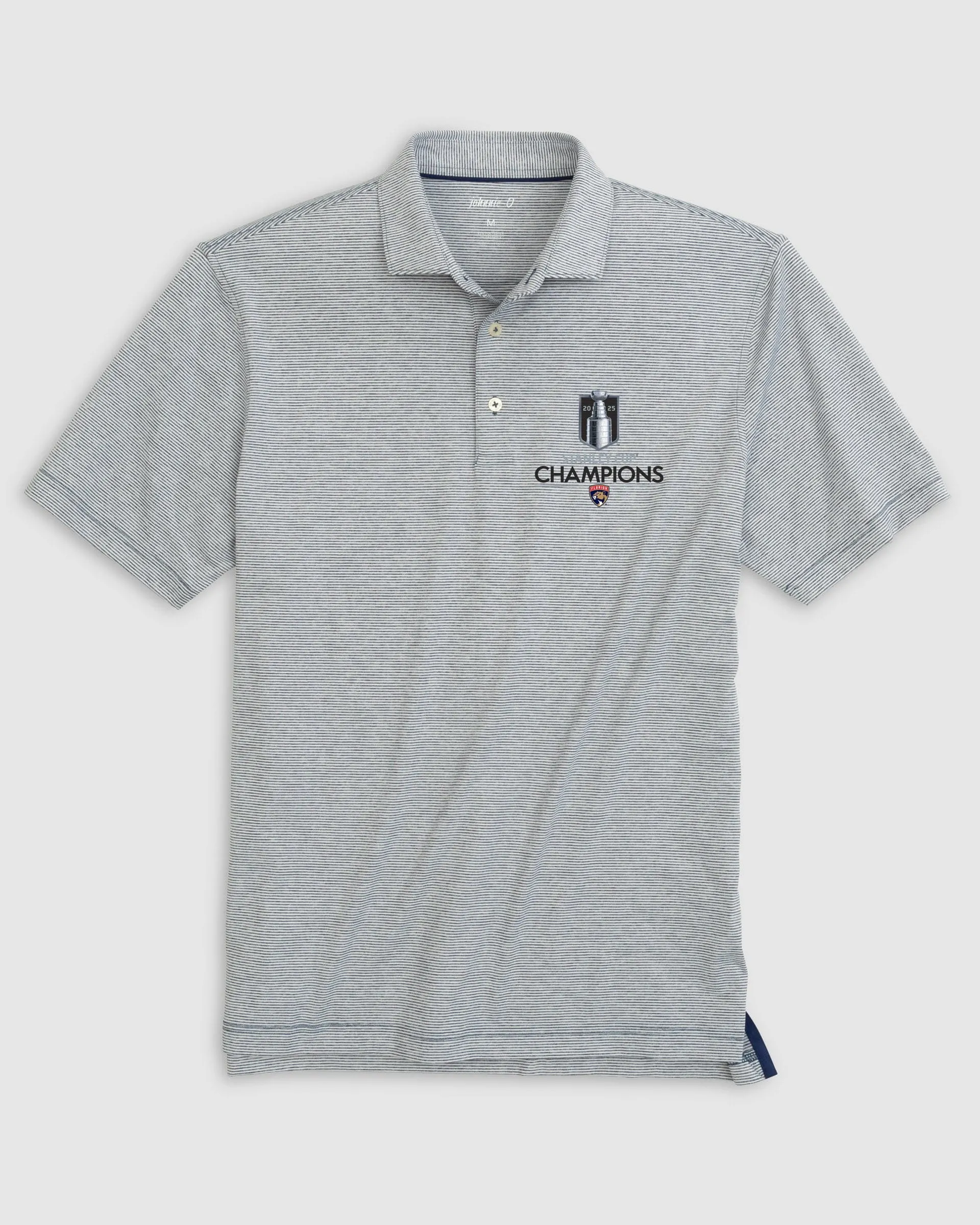 Florida Panthers Lyndonn Striped Jersey Performance Polo - 2025 Stanley Cup Champions Logo sold by Johnnie-O product image thumbnail 3