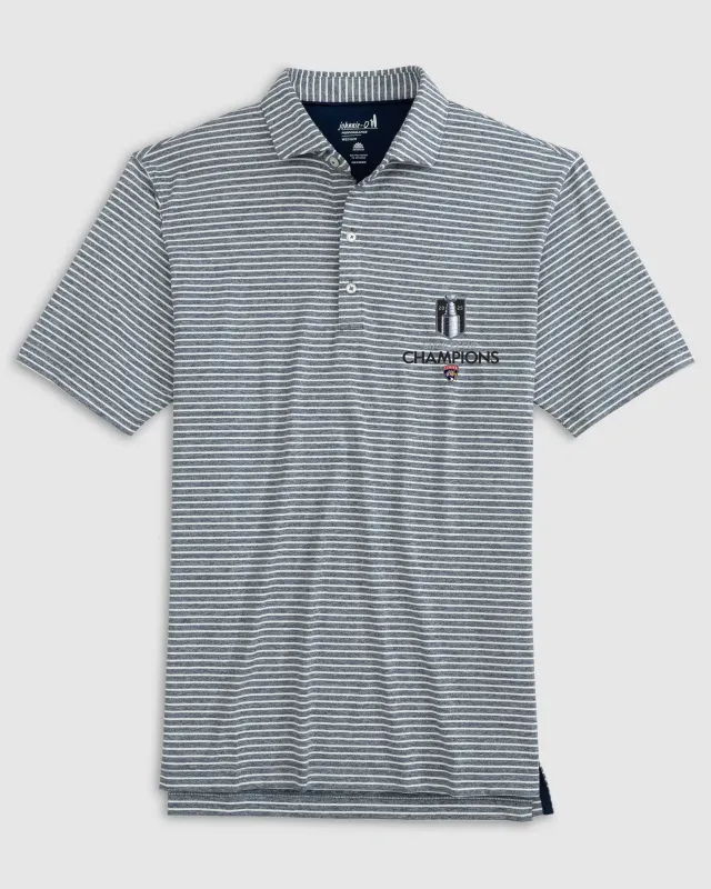 Florida Panthers Clipperr Striped Jersey Performance Polo - 2025 Stanley Cup Champions Logo sold by Johnnie-O