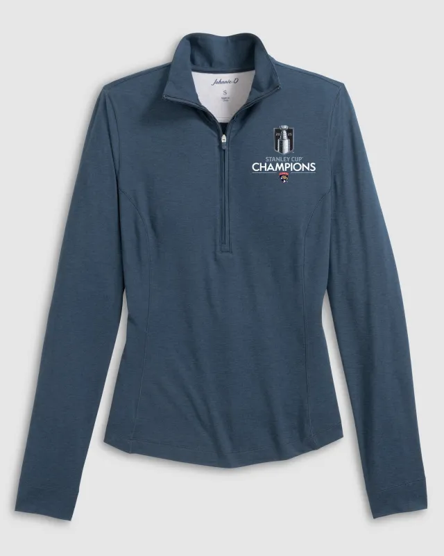 Women's Florida Panthers Susie Performance 1/4 Zip- 2025 Stanley Cup Champions Logo sold by Johnnie-O