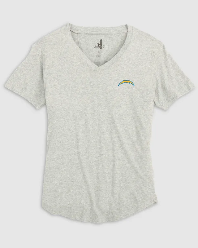 Women's Los Angeles Chargers Merediths V-Neck T-Shirt sold by Johnnie-O