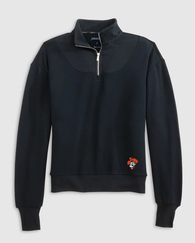 Women's Oklahoma State Naomi Rib Knit 1/4 Zip - Pistol Pete Logo made by Johnnie-O