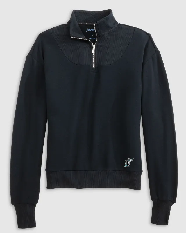 Women's Miami Marlins Naomi Rib Knit 1/4 Zip - Cooperstown Logo made by Johnnie-O