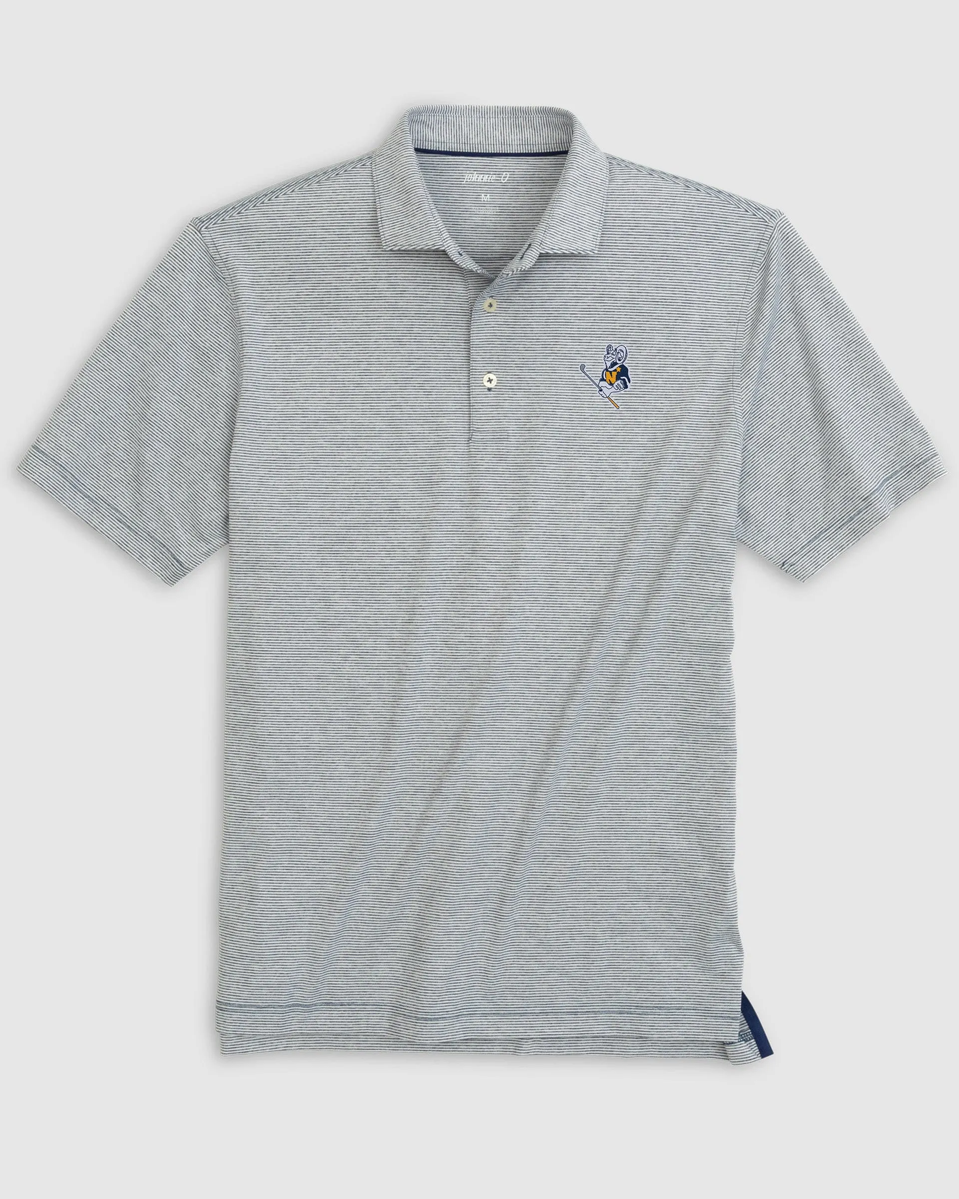 U.S. Naval Academy Lyndonn Striped Jersey Performance Polo - Golf Logo sold by Johnnie-O