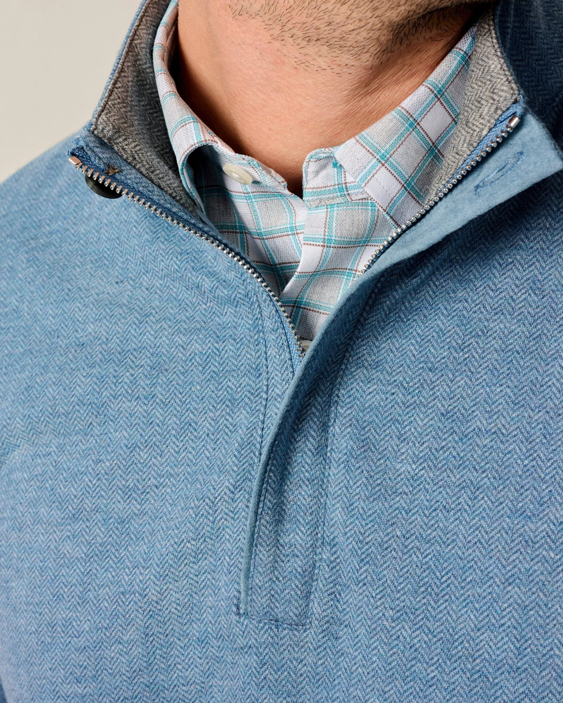 Rubin Herringbone Cotton Cashmere 1/4 Zip Pullover sold by Johnnie-O product image thumbnail 2