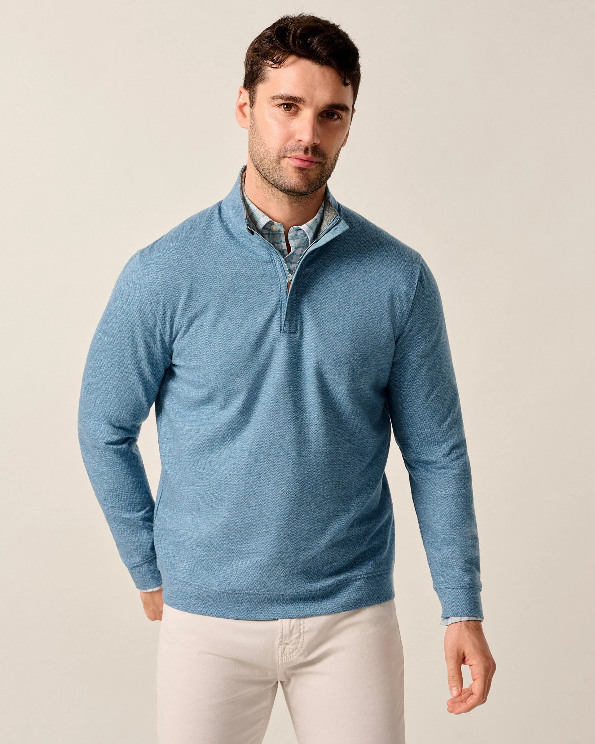 Rubin Herringbone Cotton Cashmere 1/4 Zip Pullover sold by Johnnie-O product image thumbnail 4