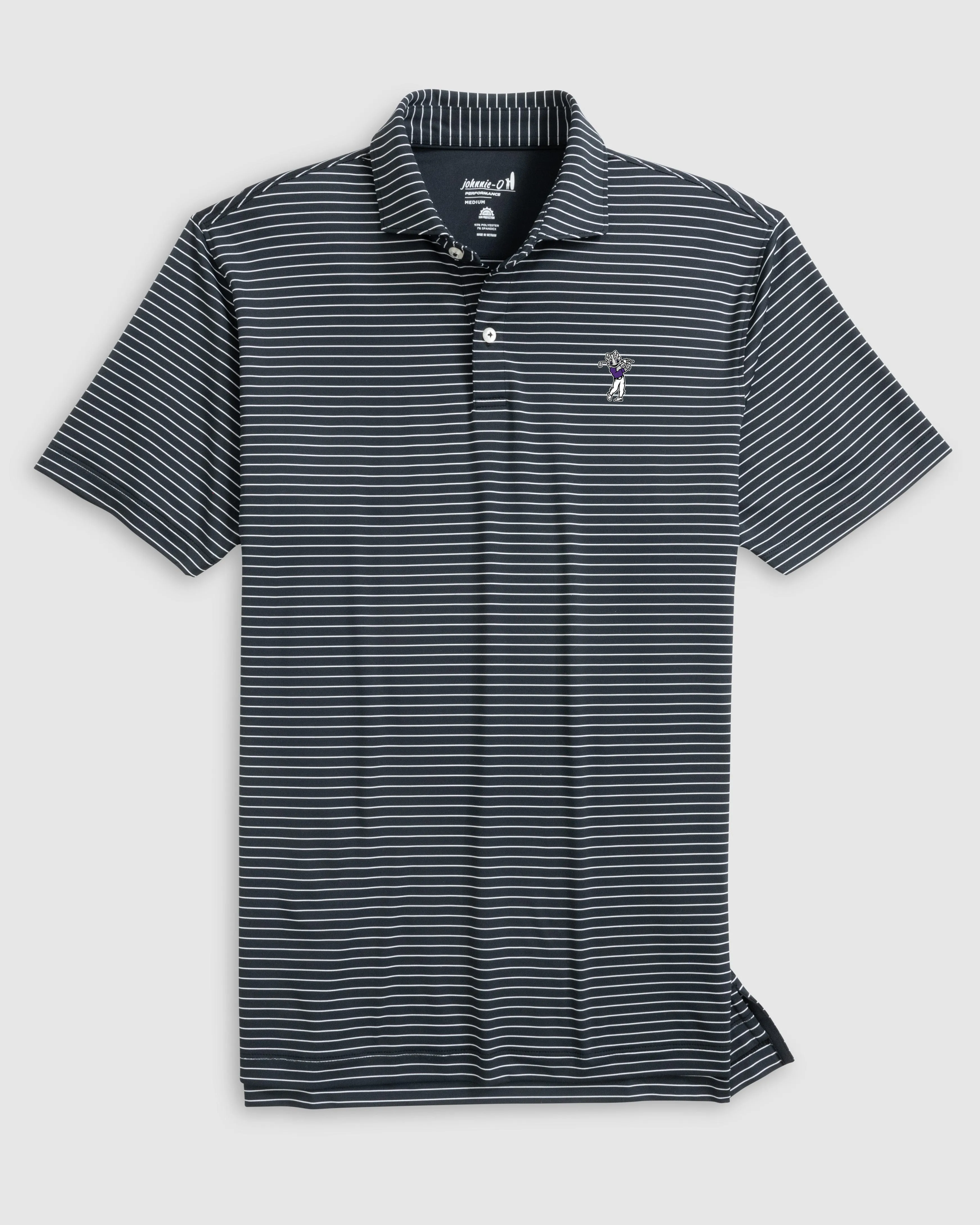 Texas Christian Beau Striped Performance Jersey Polo - Golf Logo sold by Johnnie-O
