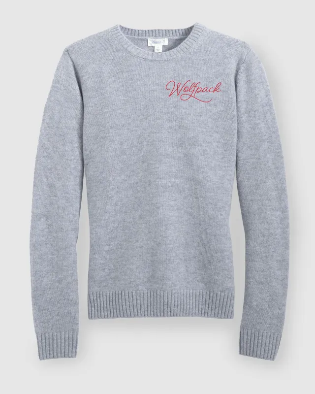 Women's NC State Everyday Cashmere Blend Crewneck Sweater - Script Logo sold by Johnnie-O