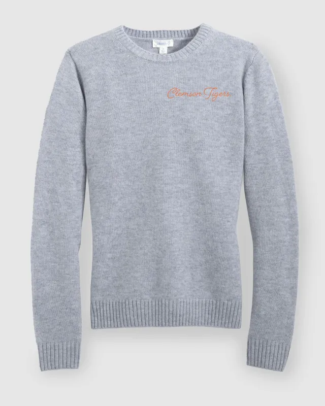 Women's Clemson Everyday Cashmere Blend Crewneck Sweater - Script Logo sold by Johnnie-O