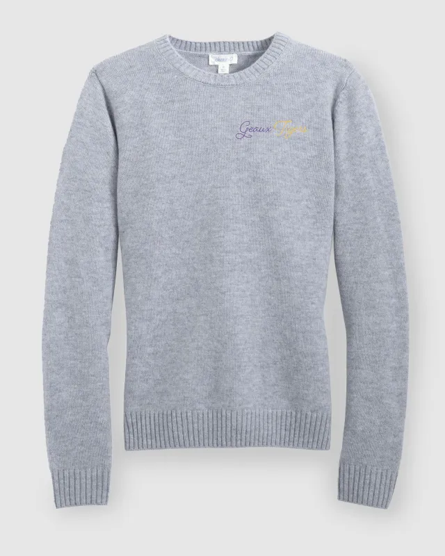 Women's Louisiana State Everyday Cashmere Blend Crewneck Sweater - Script Logo sold by Johnnie-O
