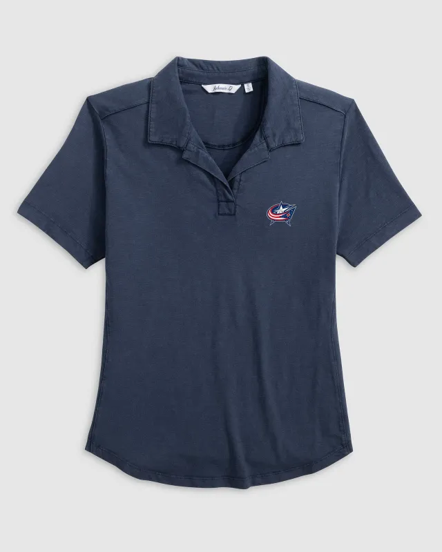 Women's Columbus Blue Jackets Coastal Wash Polo sold by Johnnie-O