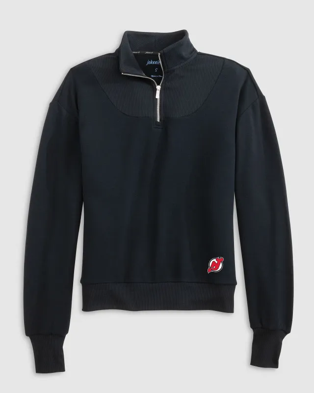 Women's New Jersey Devils Naomi Rib Knit 1/4 Zip made by Johnnie-O
