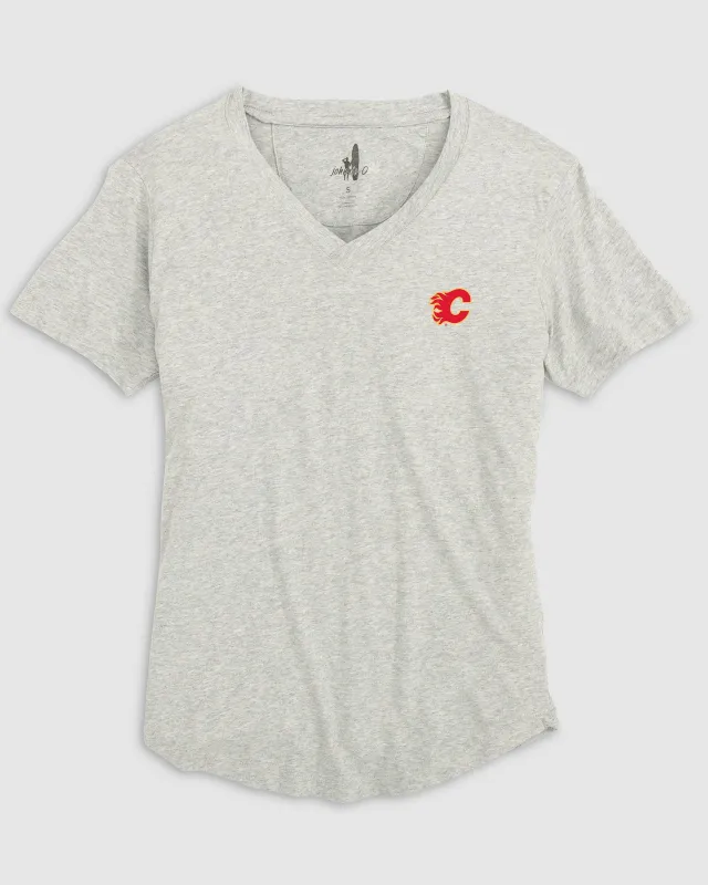 Women's Calgary Flames Merediths V-Neck T-Shirt sold by Johnnie-O