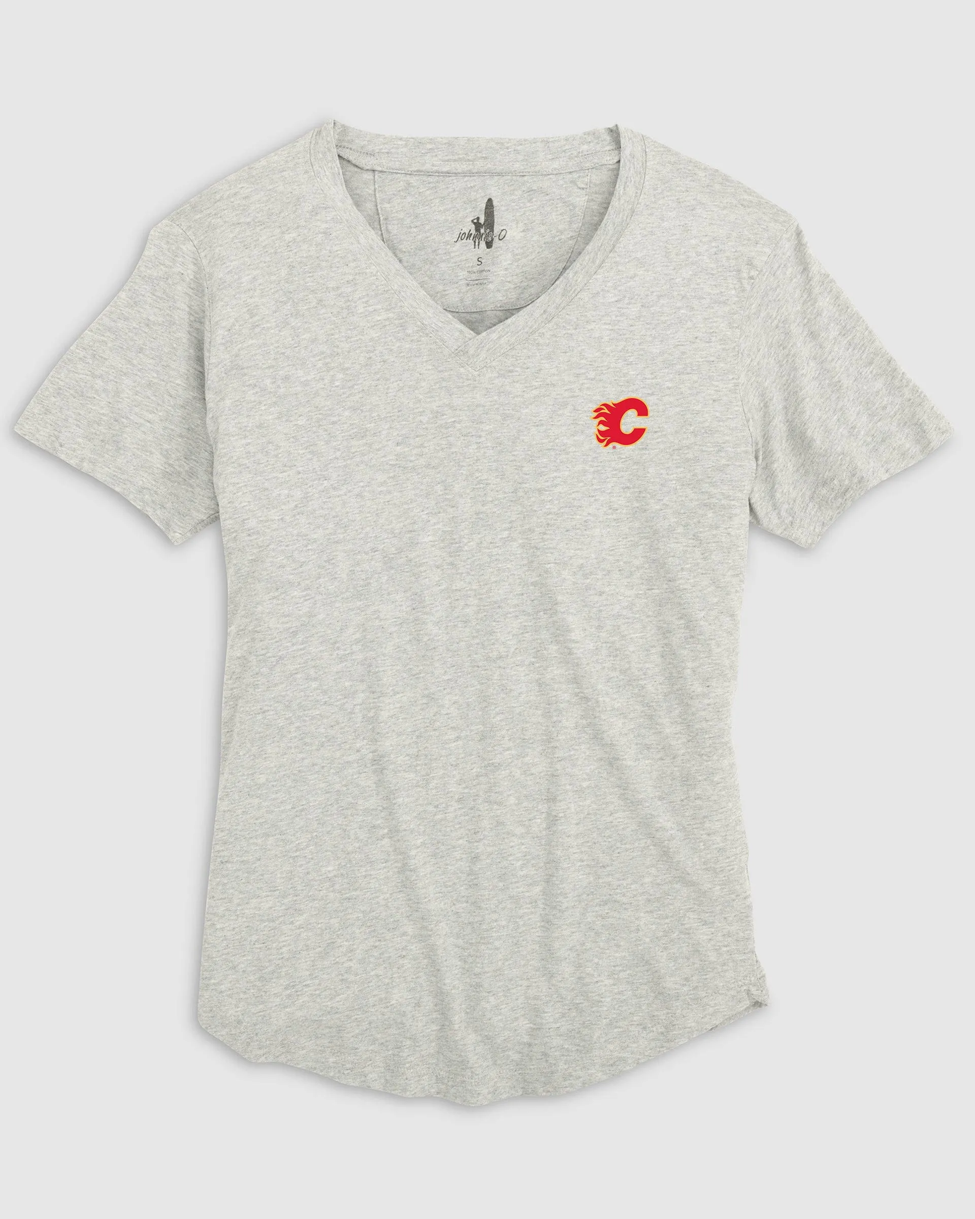 Women's Calgary Flames Merediths V-Neck T-Shirt sold by Johnnie-O