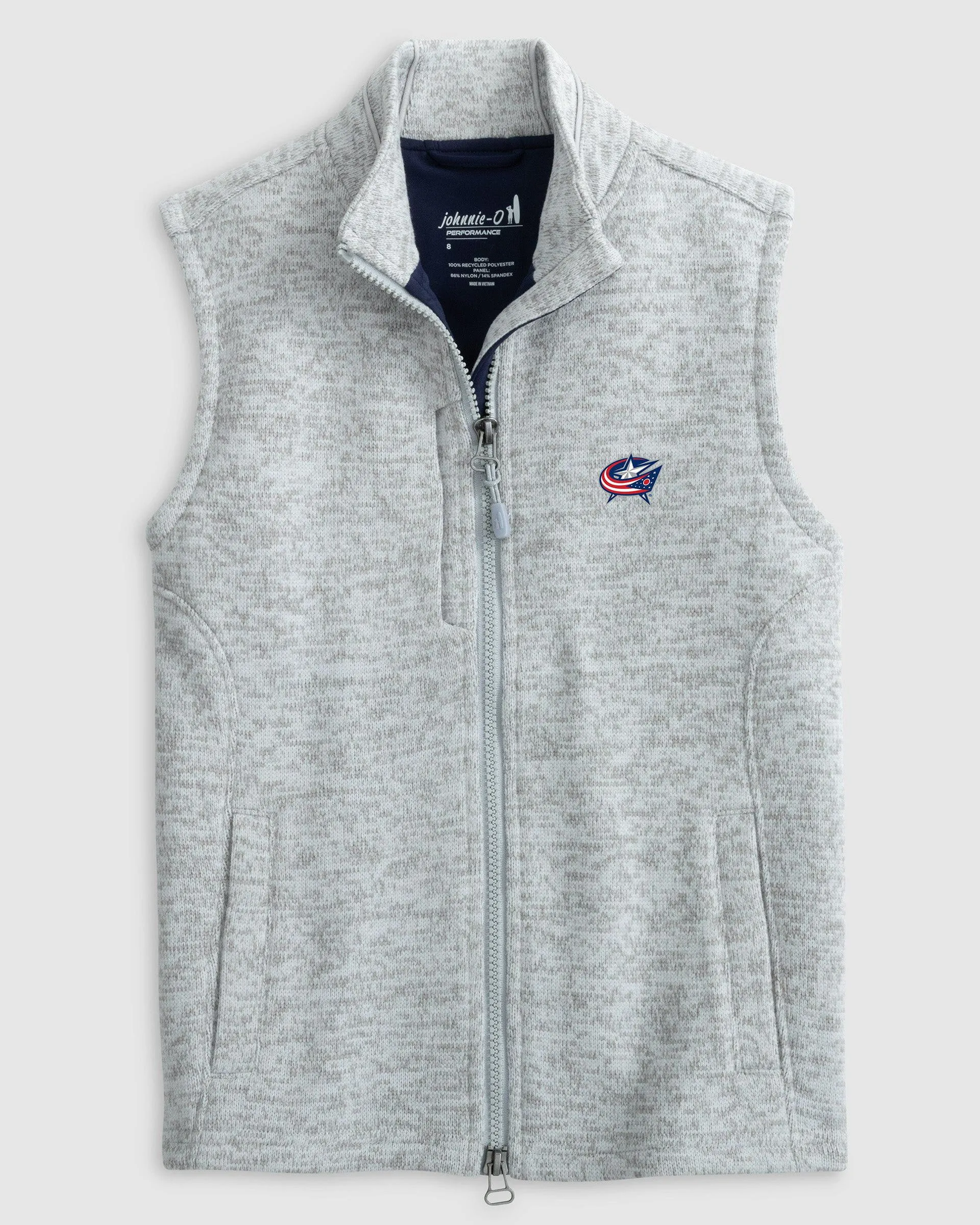 Columbus Blue Jackets Denalis Jr. Performance Fleece Vest sold by Johnnie-O
