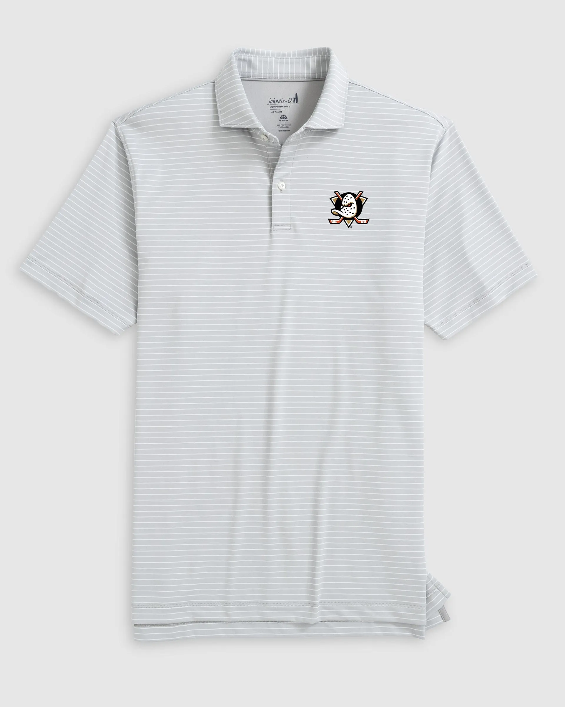 Anaheim Ducks Beau Striped Performance Jersey Polo sold by Johnnie-O