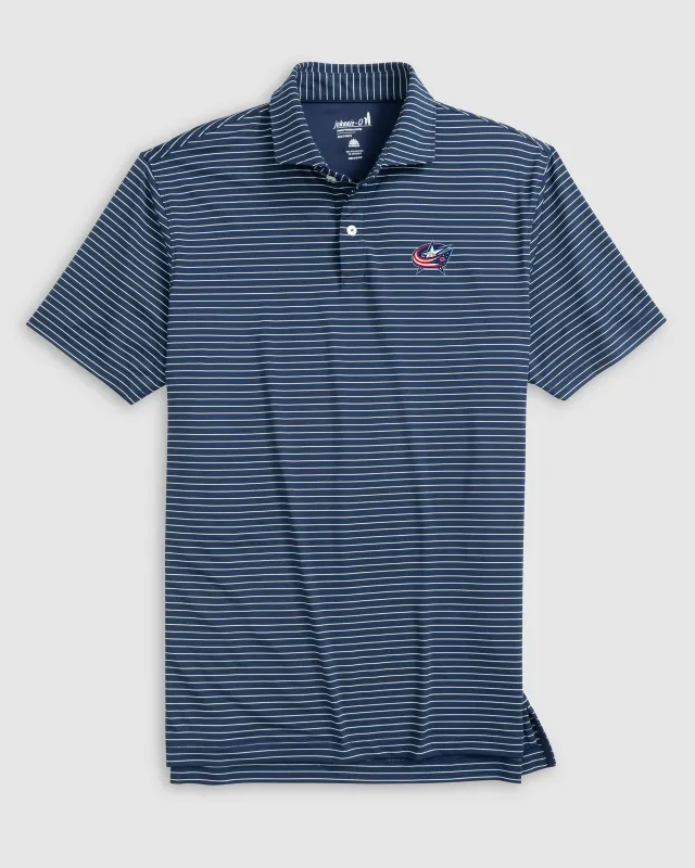 Columbus Blue Jackets Beau Striped Performance Jersey Polo sold by Johnnie-O