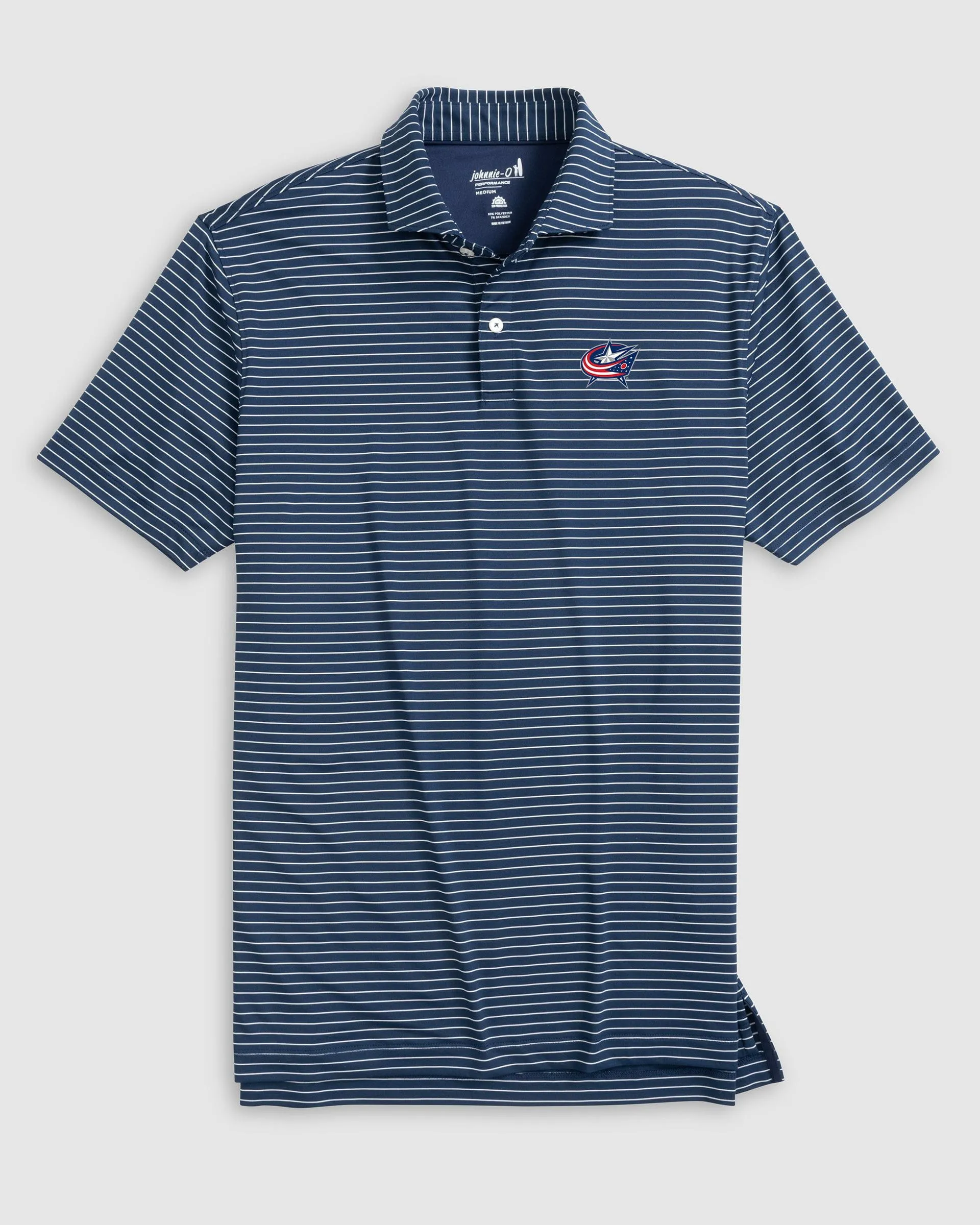 Columbus Blue Jackets Beau Striped Performance Jersey Polo sold by Johnnie-O