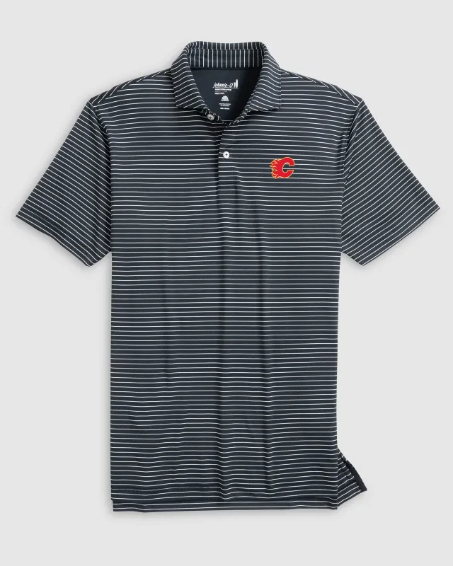 Calgary Flames Beau Striped Performance Jersey Polo sold by Johnnie-O