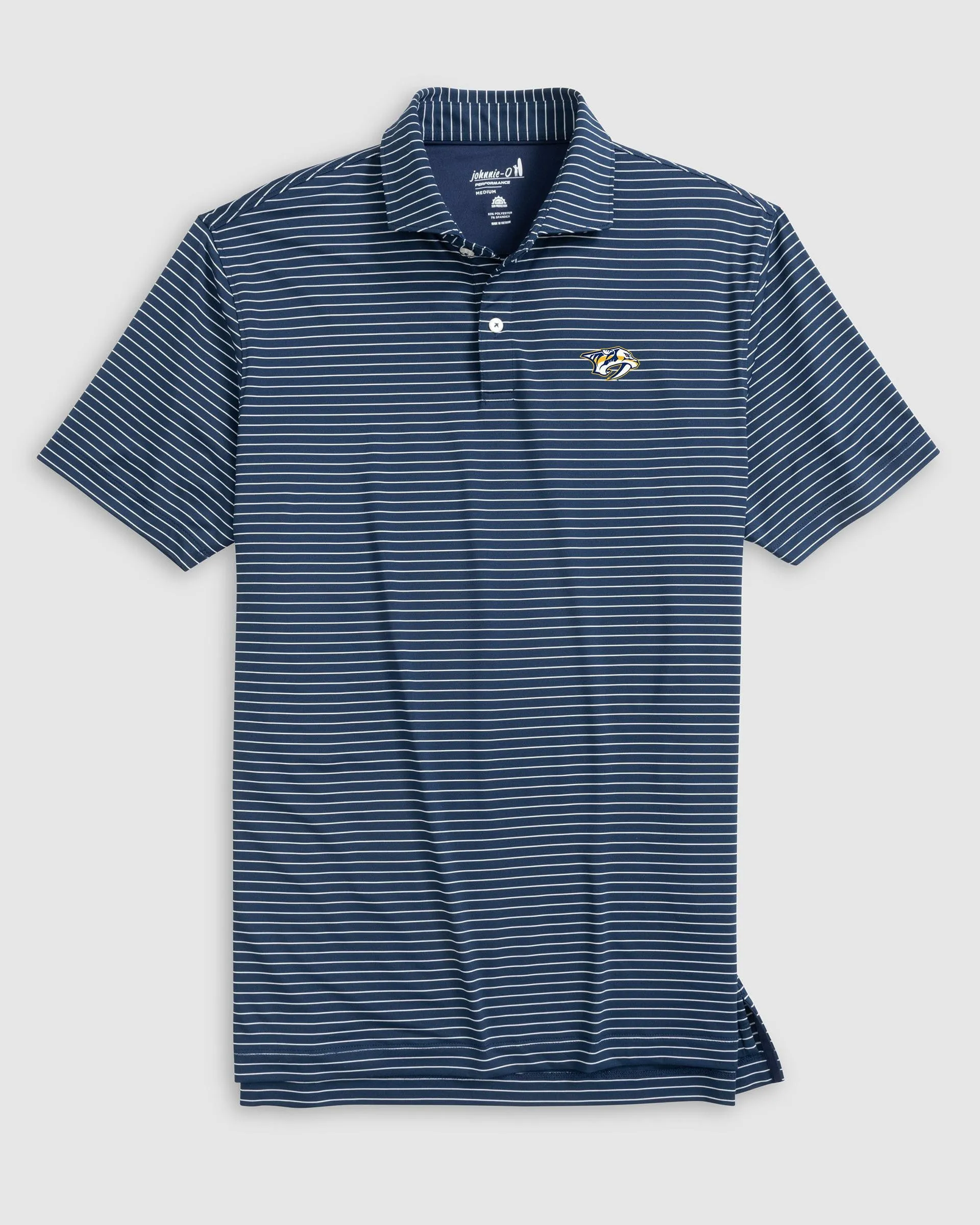 Nashville Predators Beau Striped Performance Jersey Polo sold by Johnnie-O