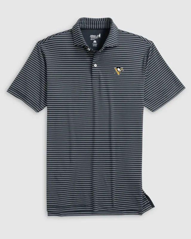 Pittsburgh Penguins Beau Striped Performance Jersey Polo sold by Johnnie-O