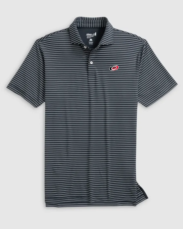 Carolina Hurricanes Beau Beau Striped Performance Jersey Polo sold by Johnnie-O