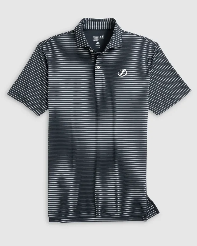 Tampa Bay Lightning Beau Striped Performance Jersey Polo sold by Johnnie-O