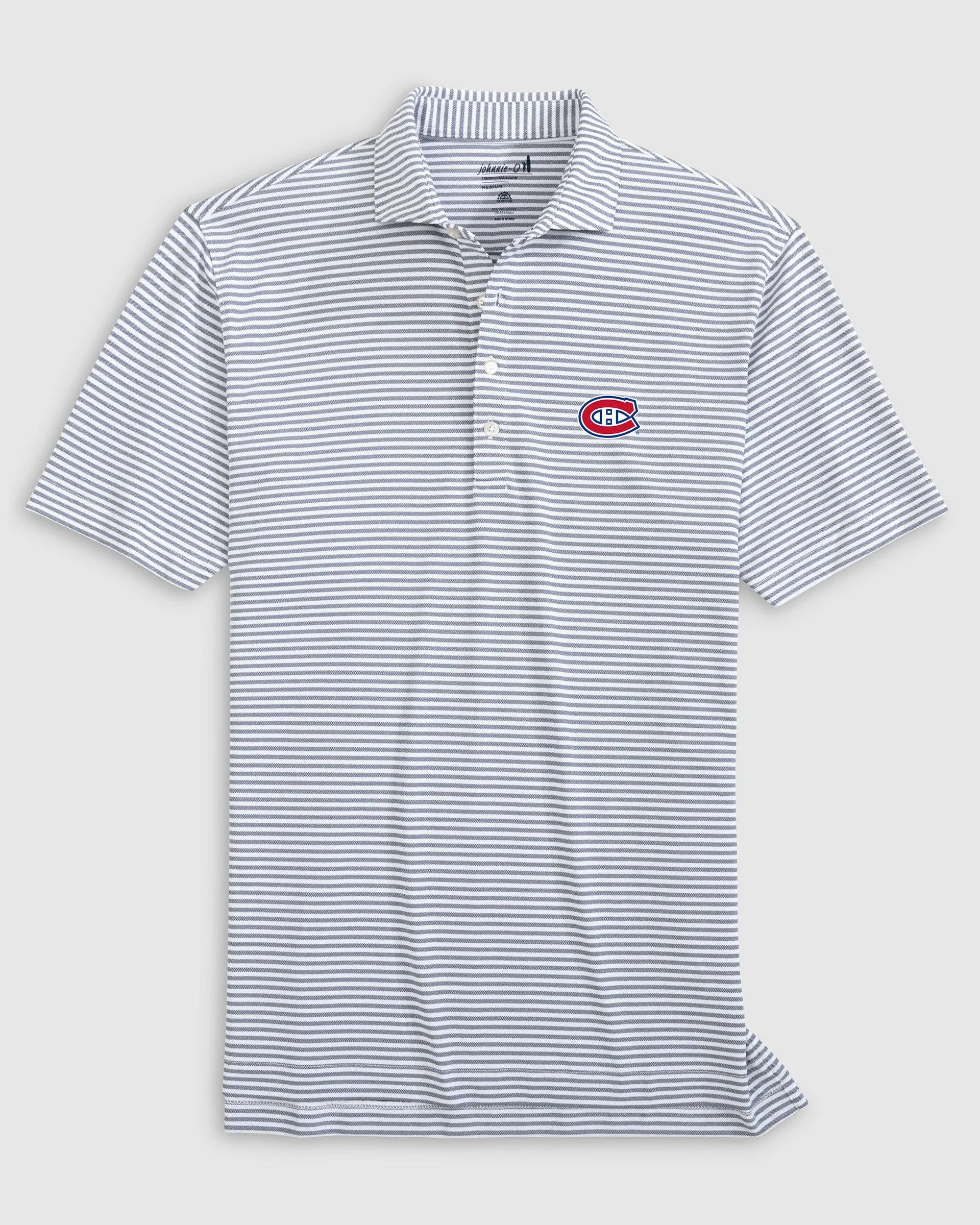 Montreal Canadiens Stetsons Striped Performance Mesh Polo sold by Johnnie-O