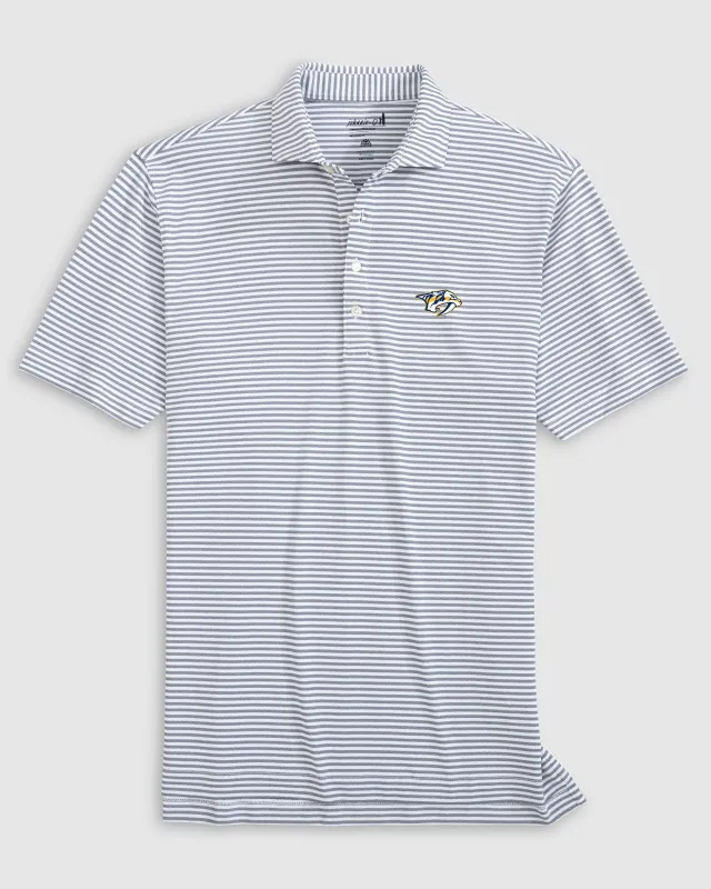 Nashville Predators Stetsons Striped Performance Mesh Polo sold by Johnnie-O