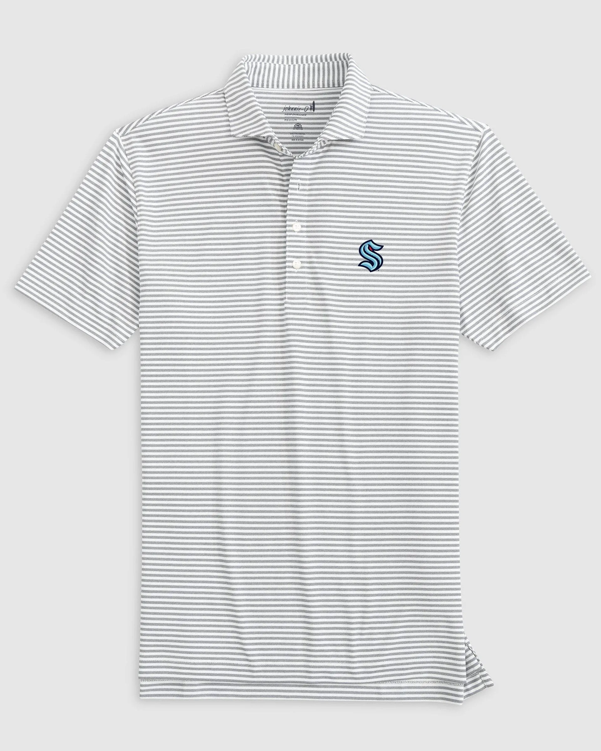 Seattle Kraken Stetsons Striped Performance Mesh Polo sold by Johnnie-O