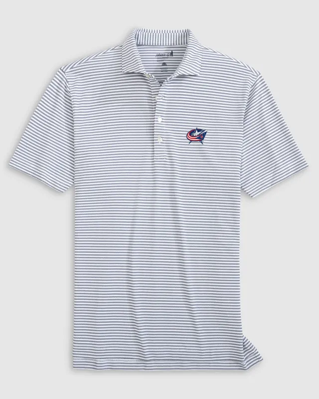 Columbus Blue Jackets Stetsons Striped Performance Mesh Polo sold by Johnnie-O