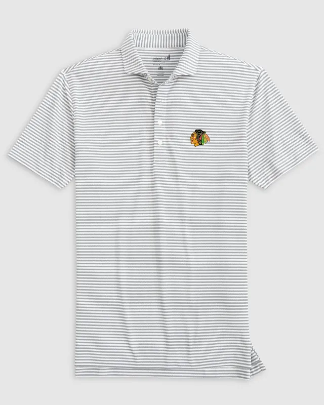 Chicago Blackhawks Stetsons Striped Performance Mesh Polo sold by Johnnie-O