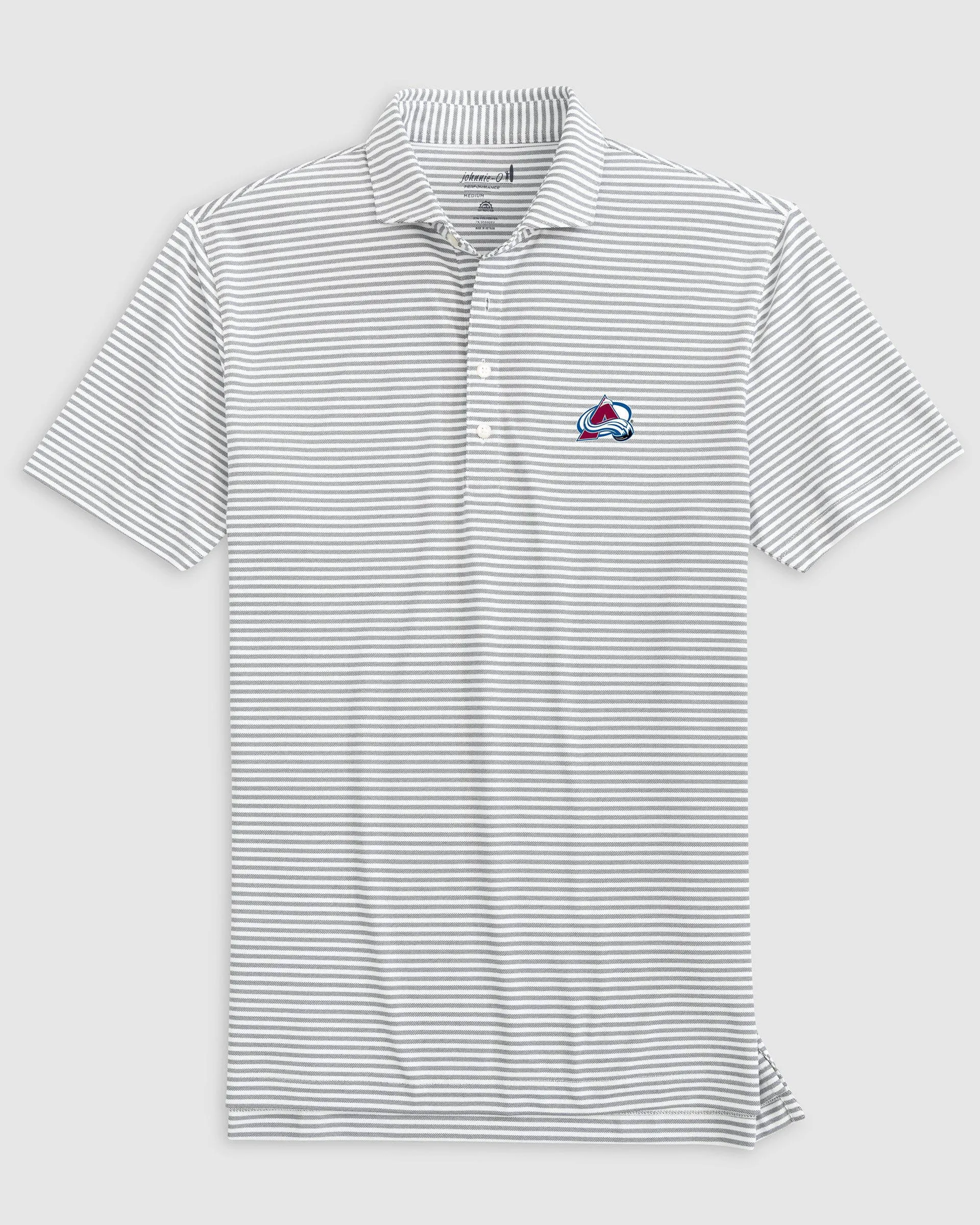 Colorado Avalanche Stetsons Striped Performance Mesh Polo sold by Johnnie-O