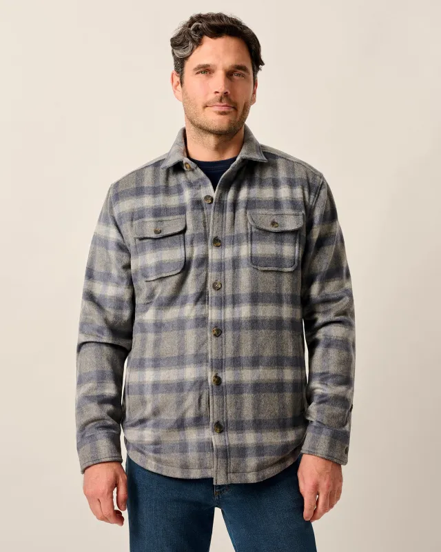 Hassler Cashmere Blend Sherpa-Lined Shacket sold by Johnnie-O