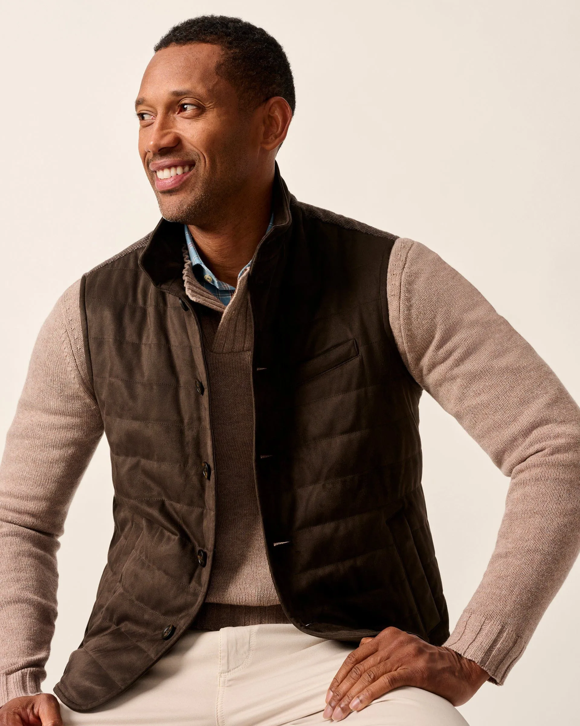 Corde Top Shelf Faux Suede Quilted Vest sold by Johnnie-O product image thumbnail 4