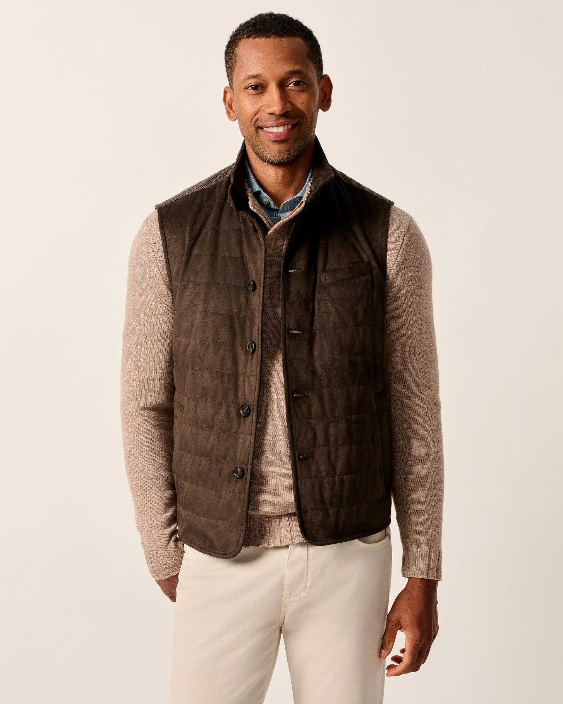 Corde Top Shelf Faux Suede Quilted Vest sold by Johnnie-O