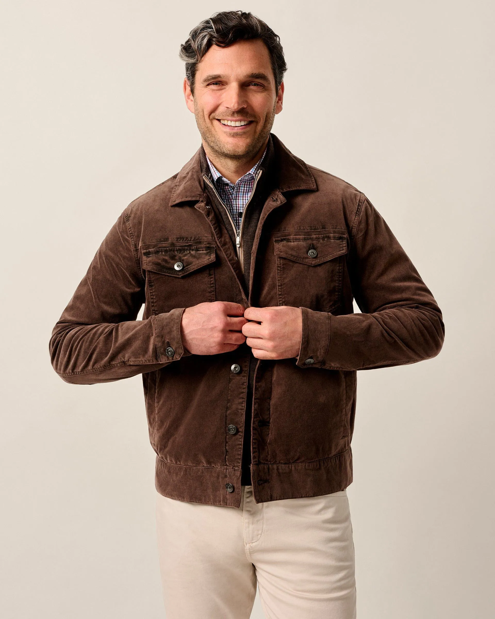 Rett Garment-Dyed Stretch Corduroy Trucker Jacket sold by Johnnie-O product image thumbnail 4