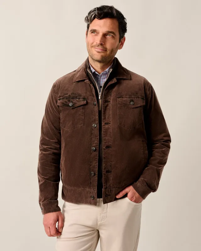 Rett Garment-Dyed Stretch Corduroy Trucker Jacket sold by Johnnie-O