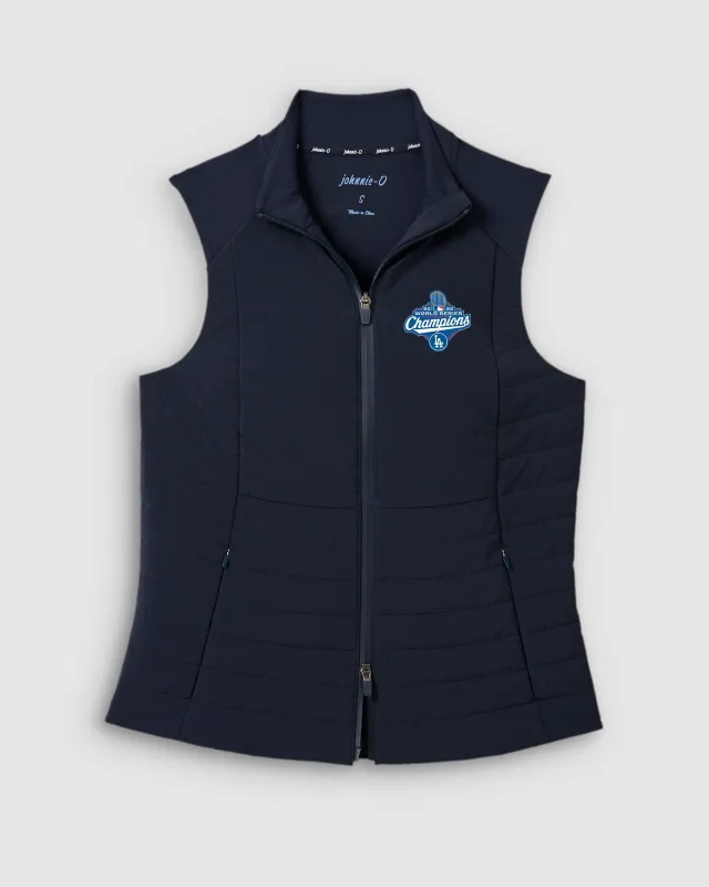 Women's Los Angeles Dodgers Victoria Performance Mixed Media Vest - 2025 World Series Champions Logo sold by Johnnie-O