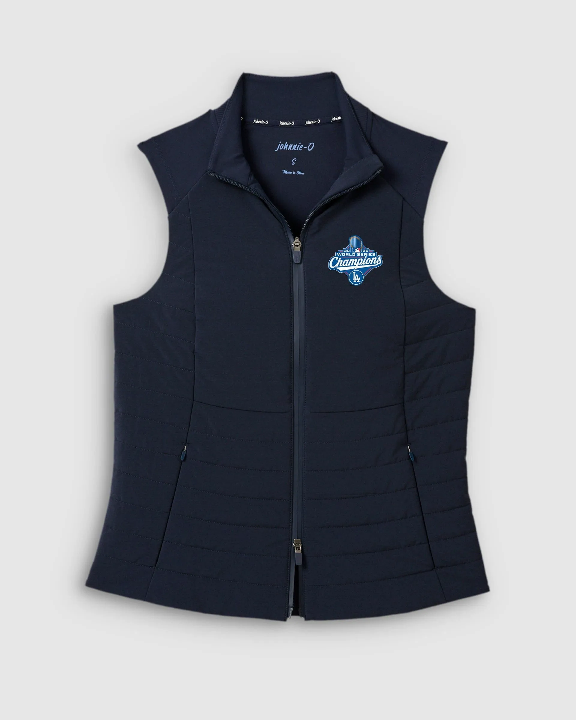 Women's Los Angeles Dodgers Victoria Performance Mixed Media Vest - 2025 World Series Champions Logo sold by Johnnie-O