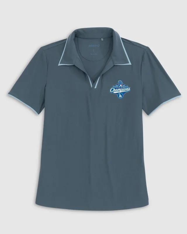 Women's Los Angeles Dodgers Adelaide Performance Polo - 2025 World Series Champions Logo sold by Johnnie-O