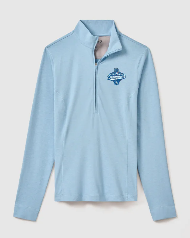 Women's Los Angeles Dodgers Susie Performance 1/4 Zip - 2025 World Series Champions Logo sold by Johnnie-O