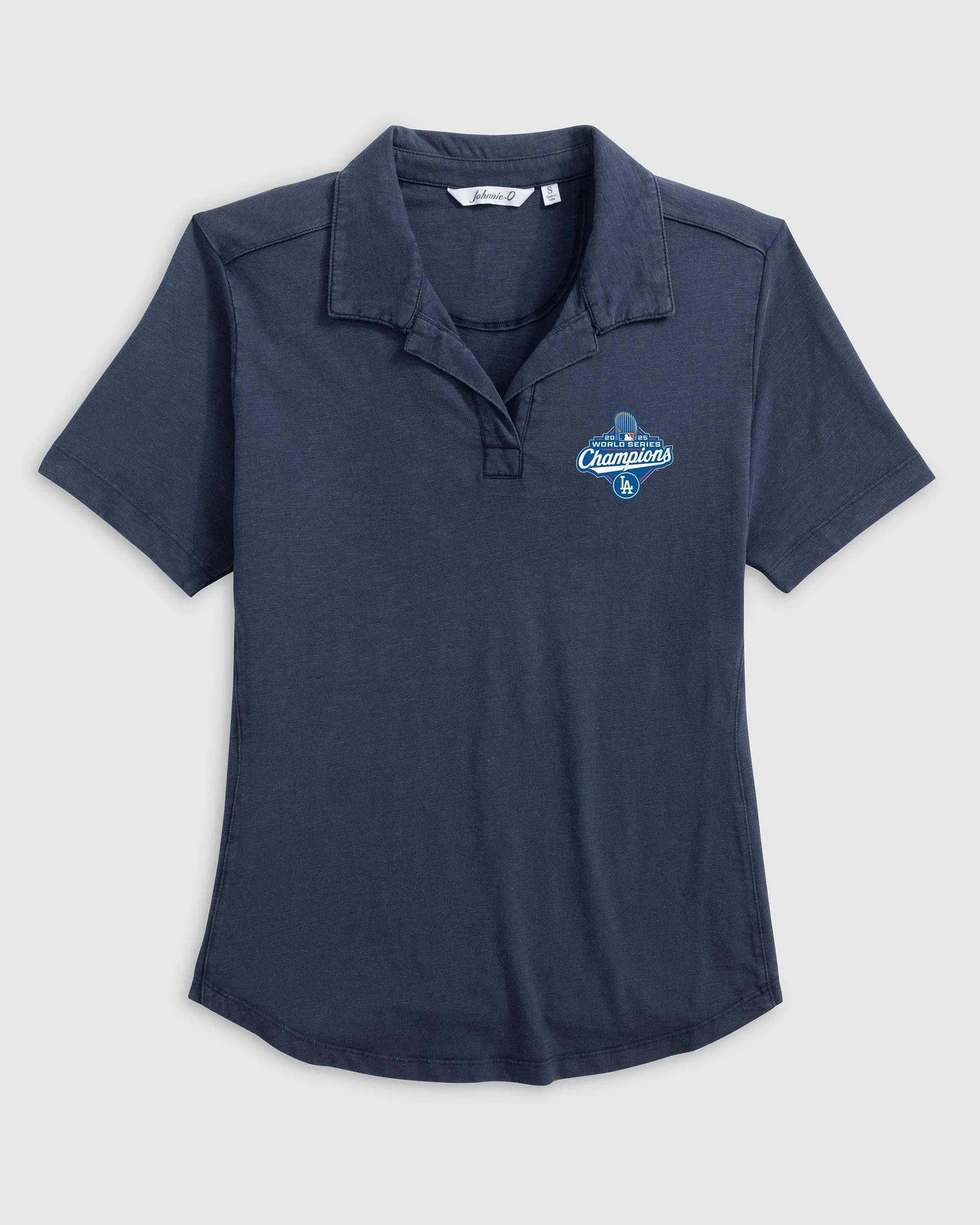 Women's Los Angeles Dodgers Coastal Wash Polo - 2025 World Series Champions Logo sold by Johnnie-O