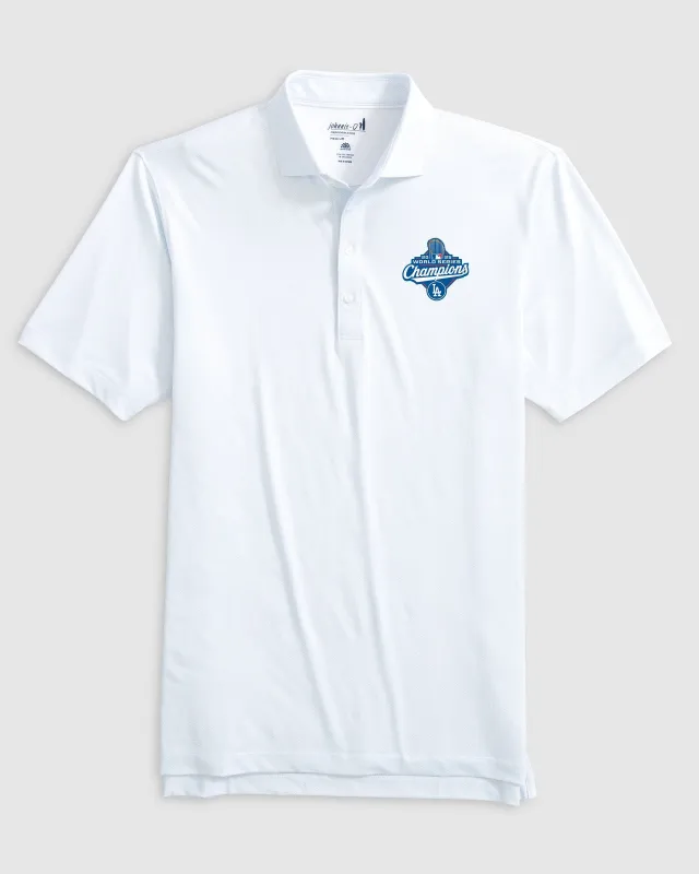 Los Angeles Dodgers Slade Performance Jersey Polo - 2025 World Series Champions Logo sold by Johnnie-O