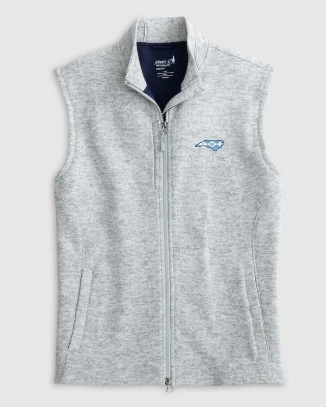 University of North Carolina Denalis Performance Fleece Vest - Argyle Logo sold by Johnnie-O