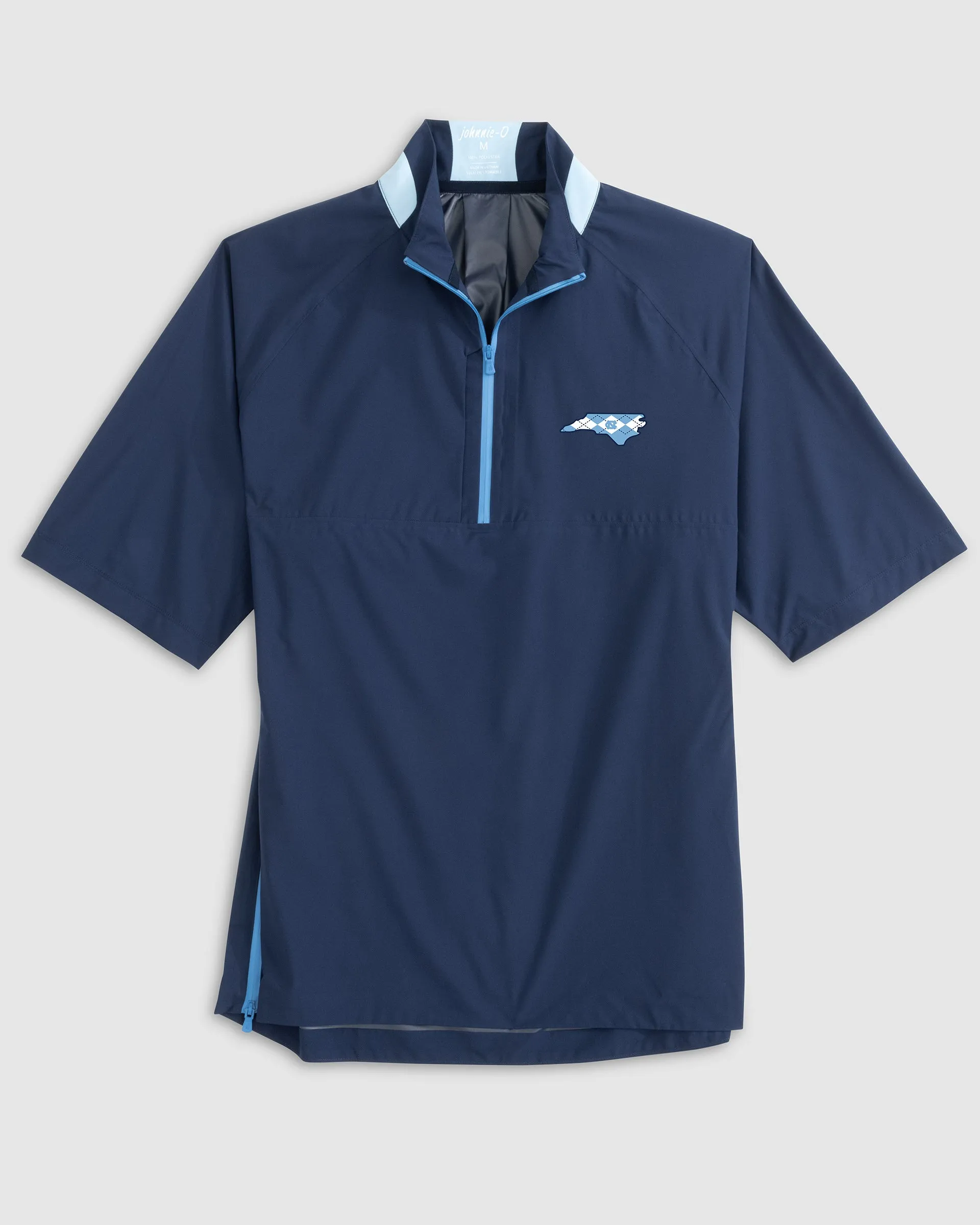 University of North Carolina Stealth Stowable Short Sleeve Packable Rain Jacket - Argyle Logo sold by Johnnie-O