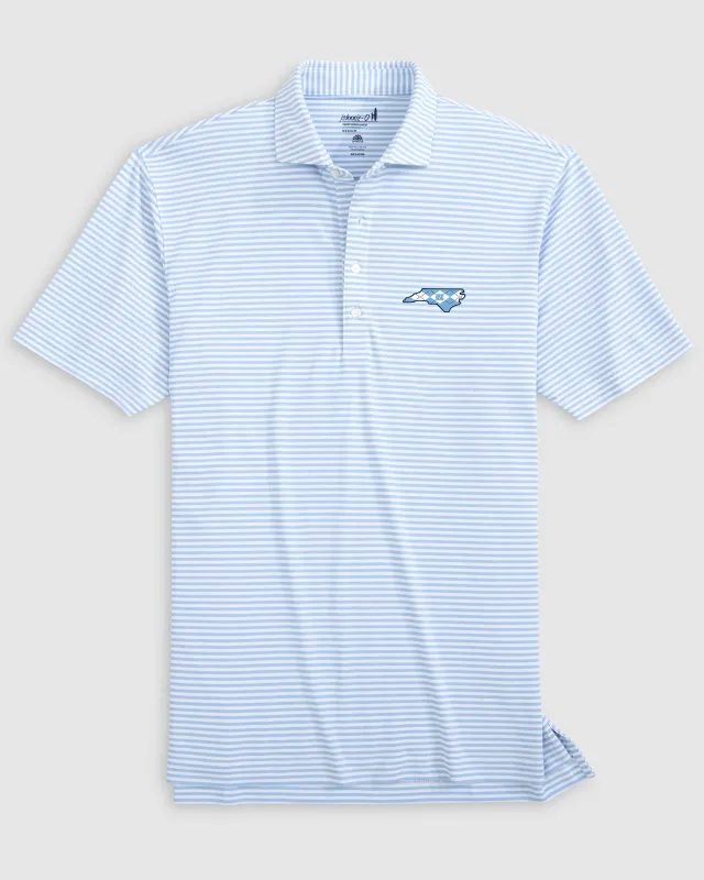 University of North Carolina Stetsons Striped Performance Mesh Polo - Argyle Logo sold by Johnnie-O