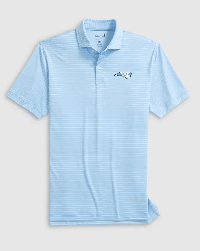 University of North Carolina Beau Striped Performance Jersey Polo - Argyle Logo made by Johnnie-O